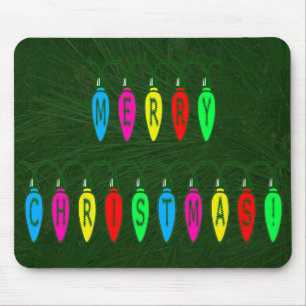 Tapis De Souris Font coloré Joyeux Feux Noël