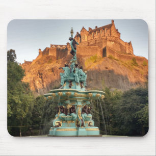 Tapis De Souris Fontaine du château d'Édimbourg Princes Street Gar