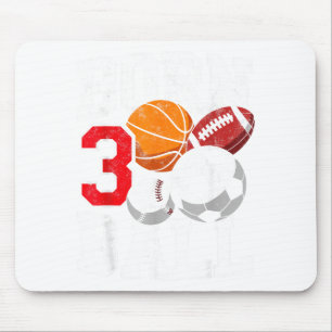 Tapis De Souris Football soccer basket-ball garçon né pour son 3èm