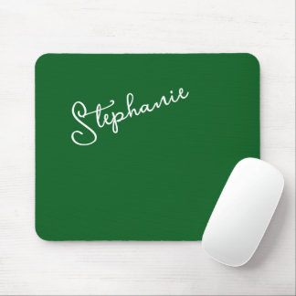 Tapis De Souris Forest Green Personalized Name Script Minimalist 