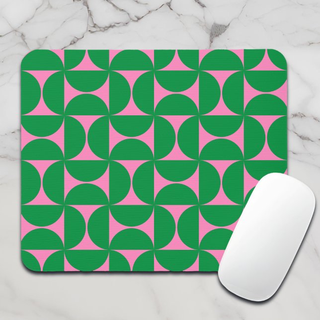 Tapis De Souris Forêt Abstraite moderne vert et rose milieu du siè (Créateur téléchargé)