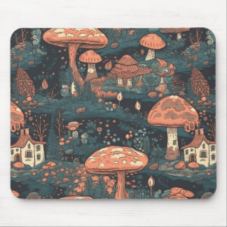 Tapis De Souris Forêt de champignons foncés Village Souris