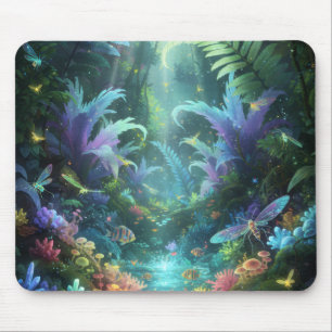 Tapis De Souris Forêt enchantée bioluminescente Jungle magique
