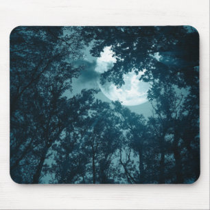 Tapis De Souris Forêt nocturne enchanteresse avec Pleine lune
