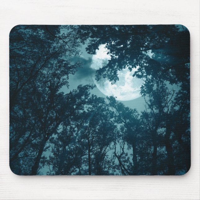 Tapis De Souris Forêt nocturne enchanteresse avec Pleine lune (Devant)