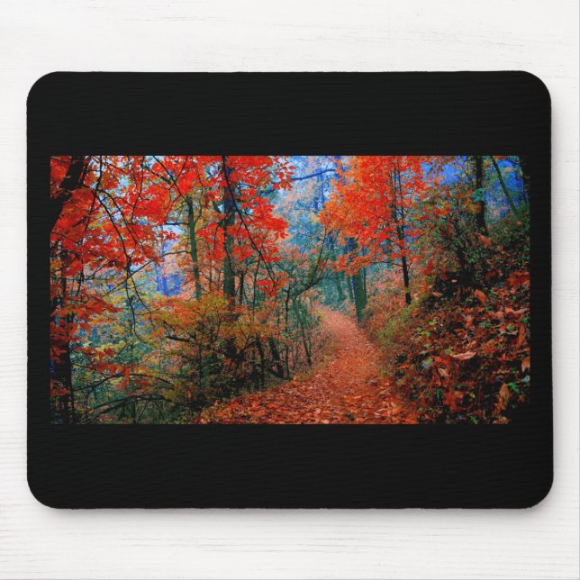 Tapis De Souris Forêt peinte Flamme d'automne Cadeaux d'aquarelle (Devant)