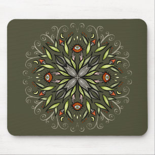 Tapis De Souris Forêt sombre Verte Goblincore Champignon Yeux Trip