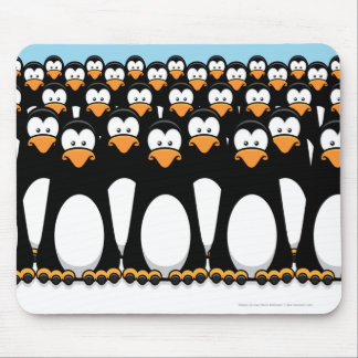 Tapis De Souris Foule des pingouins drôles de bande dessinée sur