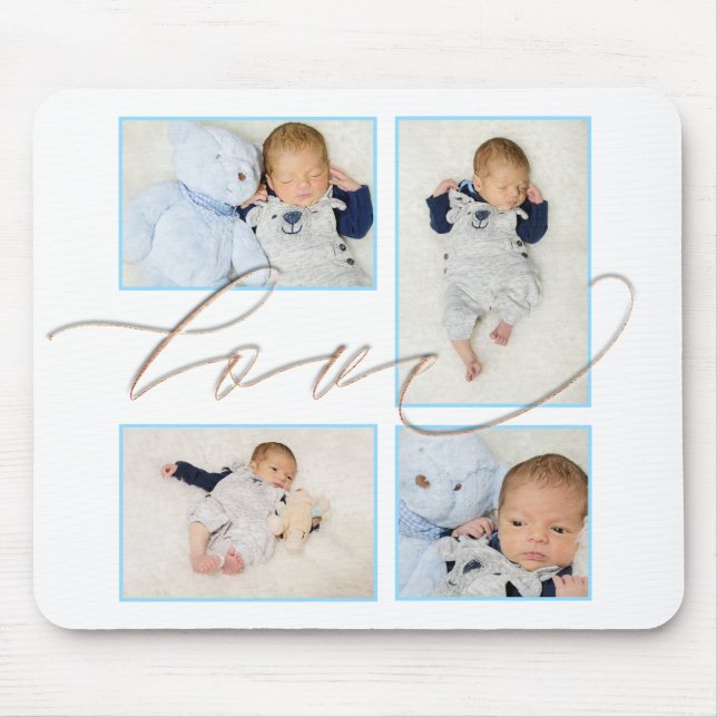 Tapis De Souris Four Photo Collage bébé Family Love Script (Devant)