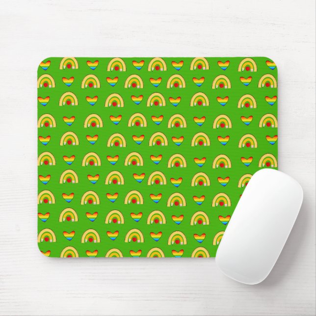 Tapis De Souris Fournitures scolaires Motif avec coeur vert (Avec souris)