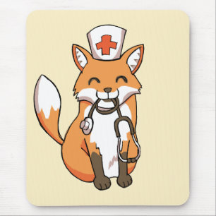 Tapis De Souris Fox de médecin ou d'infirmière dessinant le tapi