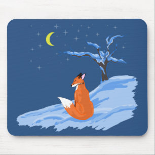 Tapis De Souris Fox de nuit d'hiver
