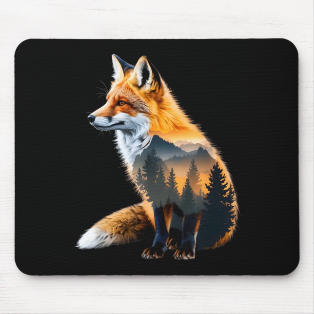 Tapis De Souris Fox Forest Nature Lover Mountains Hiking Camng Bus (Devant)