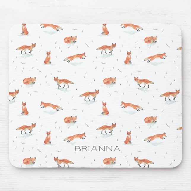 Tapis De Souris Fox personnalisé d'aquarelle (Devant)
