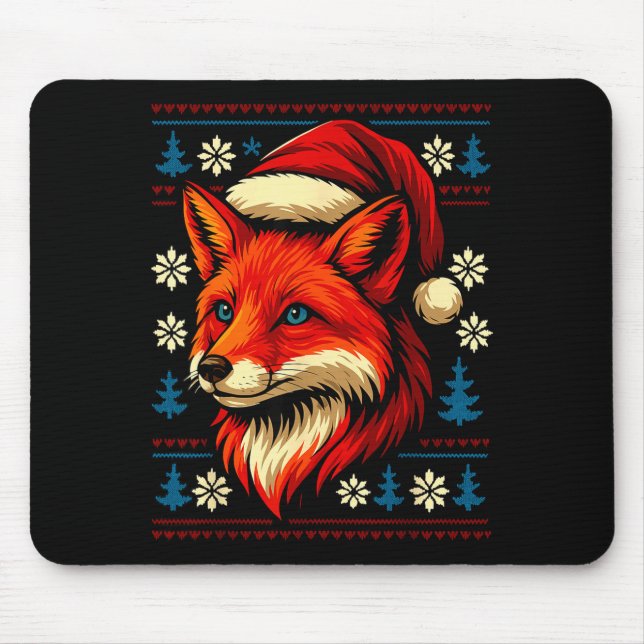 Tapis De Souris Fox Ugly Christmas Sweater  (Devant)