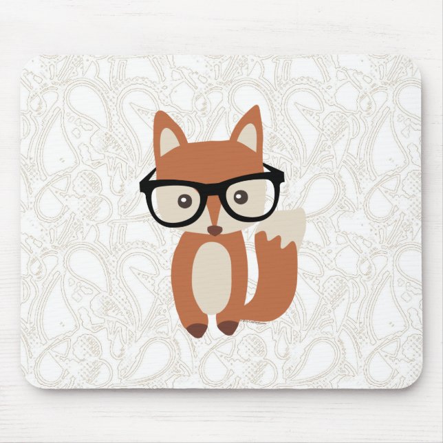 Tapis De Souris Fox w/Glasses de bébé de hippie (Devant)