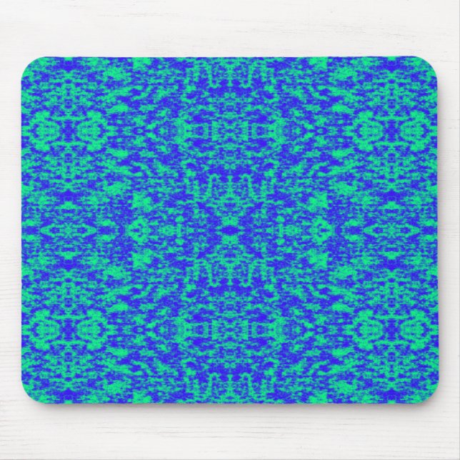 Tapis De Souris Fractage Abstrait En Bleu Et Vert (Devant)