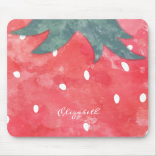 Tapis De Souris Fraise à l'aquarelle mignonne