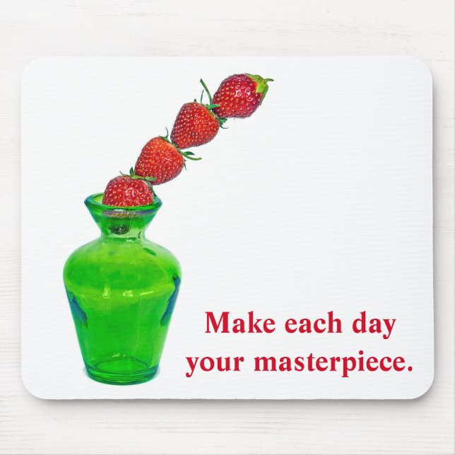 Tapis De Souris Fraises empilées avec devis (Devant)