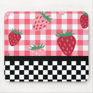 Tapis De Souris Fraises Fantaisistes et Damier 