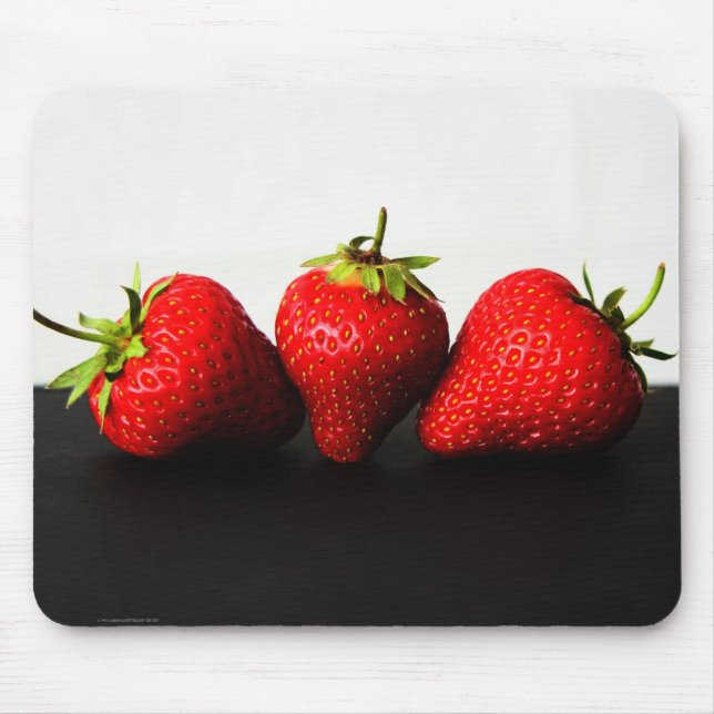 Tapis De Souris Fraises Sur Blanc Sur Noir Mpcn (Devant)