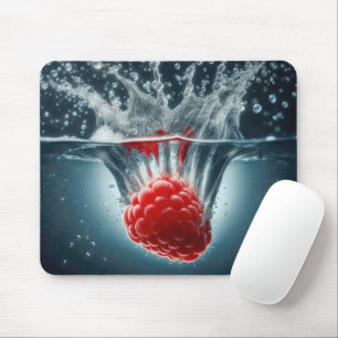 Tapis De Souris Framboise Ripe S'Écoulant Dans L'Eau