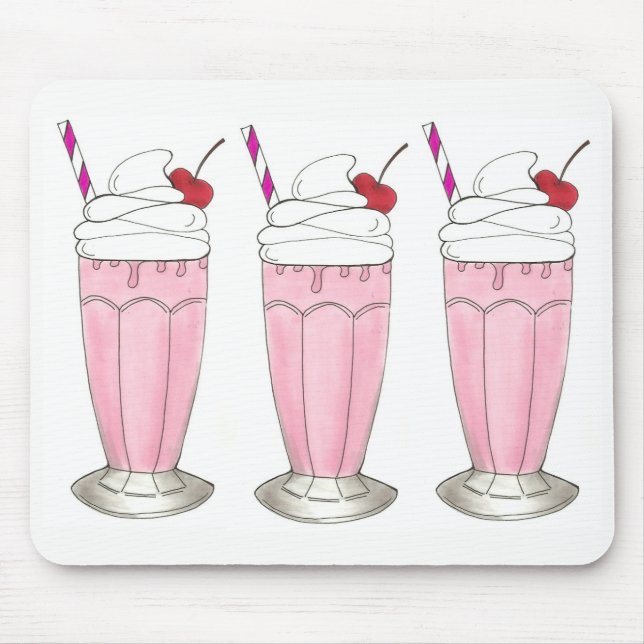 Tapis De Souris Framboise rose Shake Crème glacée Milkshake Foin (Devant)