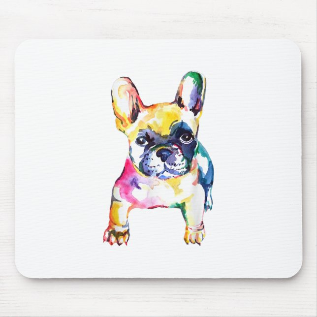 Tapis De Souris Français Bulldog Aquarelle Dessin À La Main Pour A (Devant)