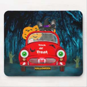 Tapis De Souris Français Bulldog Driving Car Effrayant Halloween