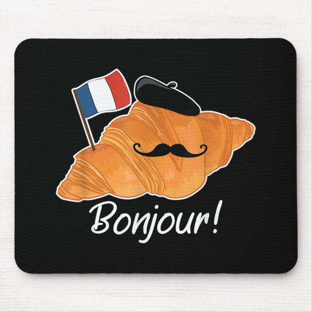 Tapis De Souris Français Croissant Lover France Drapeau Francophil (Devant)