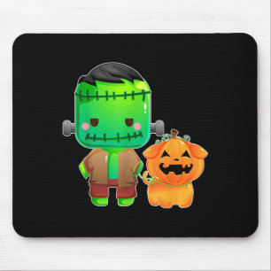 Tapis De Souris Frankenstein et chien citrouille Halloween