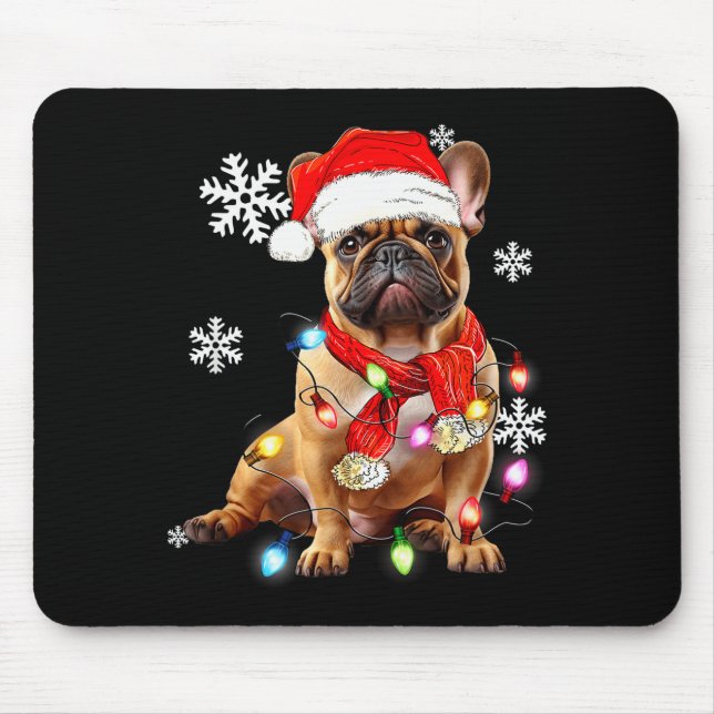 Tapis De Souris French Bulldog Dog Christmas Light Pajama Pet Xmas (Devant)