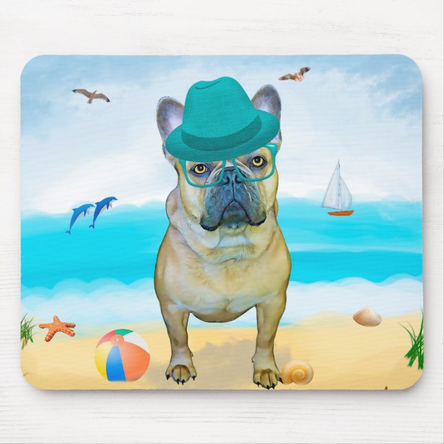 Tapis De Souris French Bulldog sur la plage (Devant)