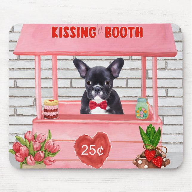Tapis De Souris French Bulldog Valentine's Day Kissing Booth (Devant)