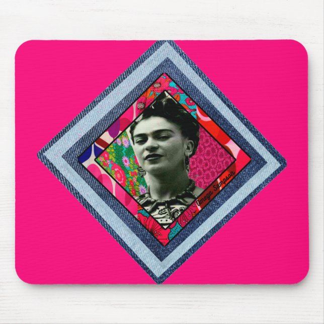 Tapis De Souris Frida Kahlo Retro Denim Diamond (Devant)