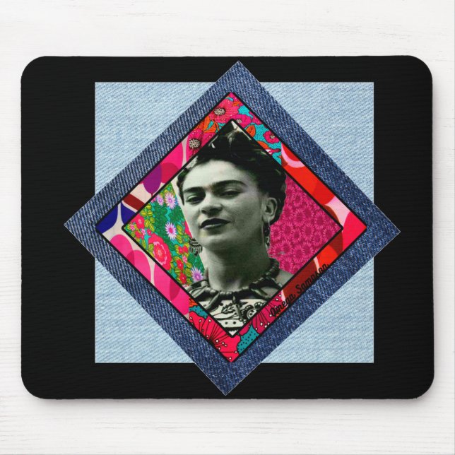 Tapis De Souris Frida Kahlo Retro Pink Denim (Devant)