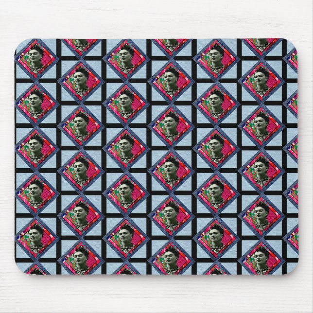 Tapis De Souris Frida Kahlo Retro Pink Denim (Devant)