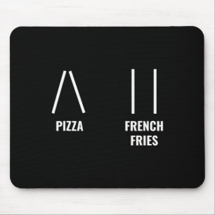 Tapis De Souris Frites Françaises Pizza Ski Citation Drôle Skieur