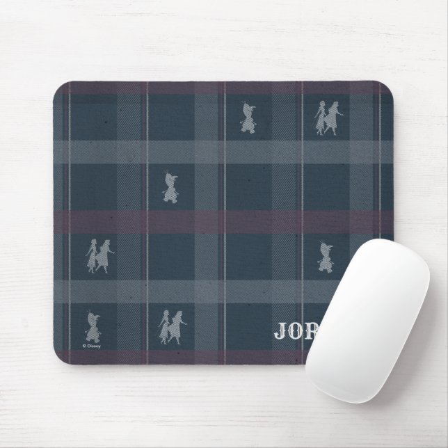 Tapis De Souris Froid 2 : Anna, Elsa, & Olaf Tartan Motif (Avec souris)
