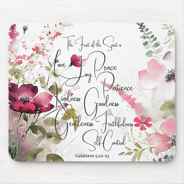 Tapis De Souris Fruit de l'Esprit rose floral (Devant)