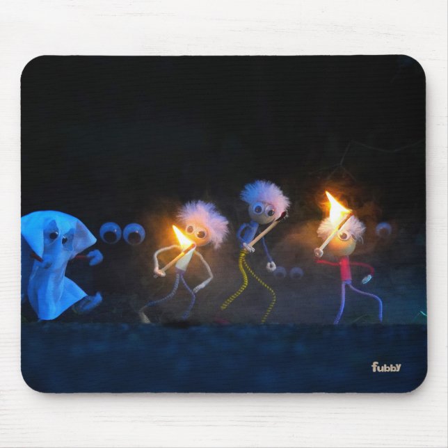 Tapis De Souris Fubby est en quête fantôme, une blague d'halloween (Devant)