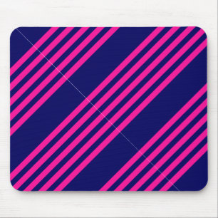 Tapis De Souris Fuchsia et bleu marine cinq bandes motif