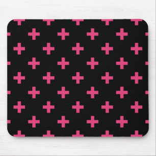 Tapis De Souris Fuchsia polka croise sur noir