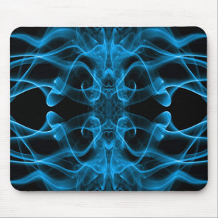 Tapis De Souris Fumée bleue symétrique minimaliste noir