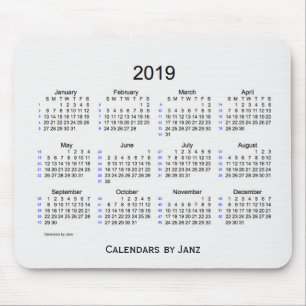 Tapis De Souris Fumée de 2019 blancs calendrier de 52 semaines pa