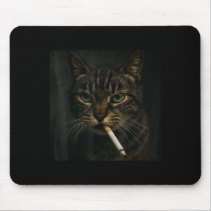 Tapis De Souris Fumer drôle Chat, Cigarette Kitty Gen Z Mème, Chat