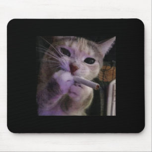 Tapis De Souris Fumer drôle Chat, Cigarette Kitty Gen Z Mème, Chat