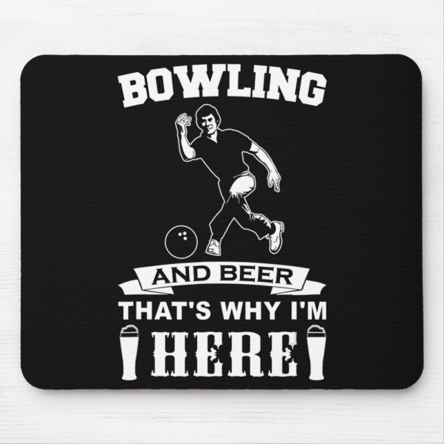 Tapis De Souris Fun Bowling Team Papa Gift Bowling et Bière (Devant)