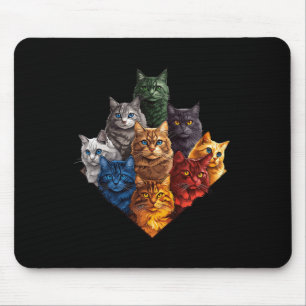 Tapis De Souris Fun Color Cats Art Outdoor For Cat Maman Papa Lady
