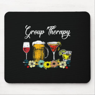 Tapis De Souris Fun Group Thérapie Floral Boire Lunettes Mental He